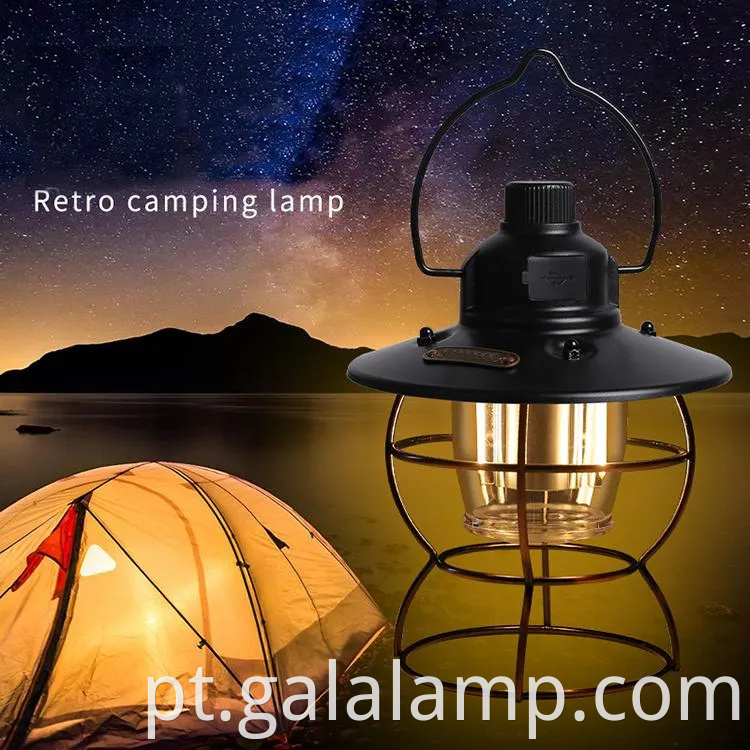 Lâmpada de acampamento de LED à prova d'água com carregamento USB para o ar livre